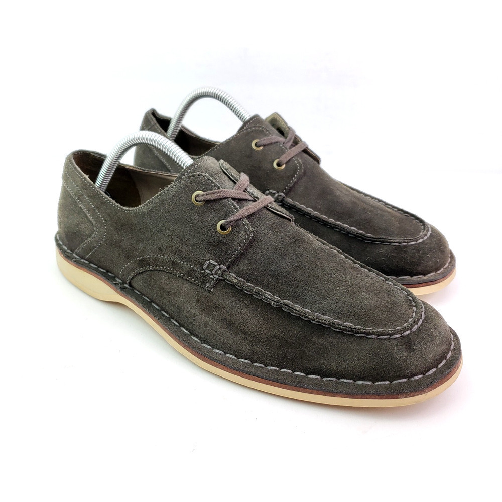 Andrew Marc Dorchester Brig Mens Size 9 Gray Suede Oxford Boat Shoes